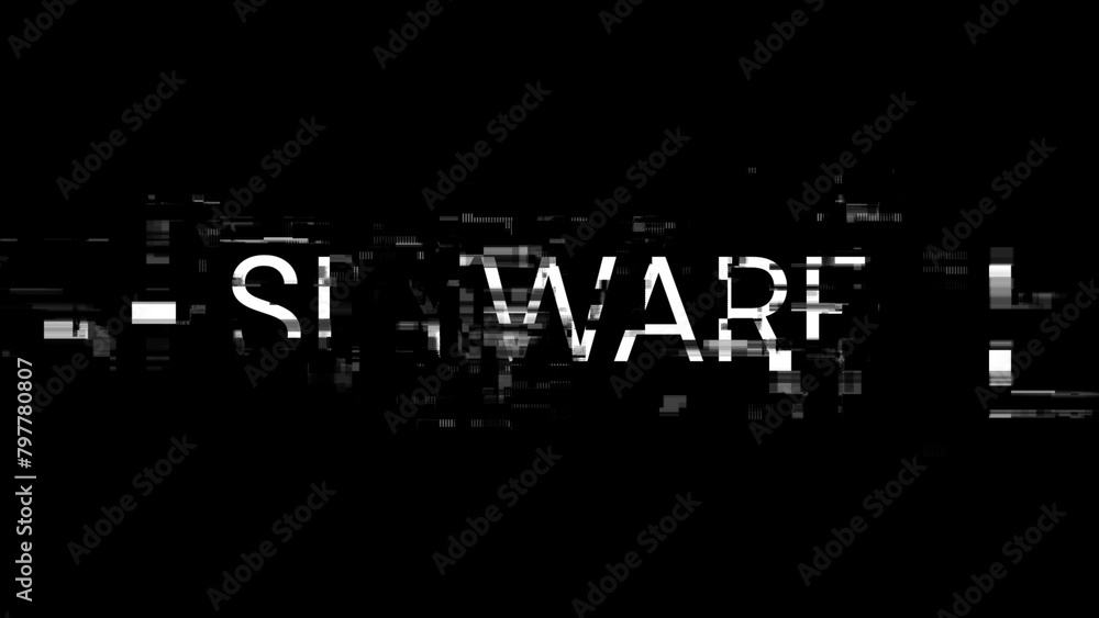 3D rendering spyware text with screen effects of technological glitches 3D rendering spyware text with screen effects of technological glitches