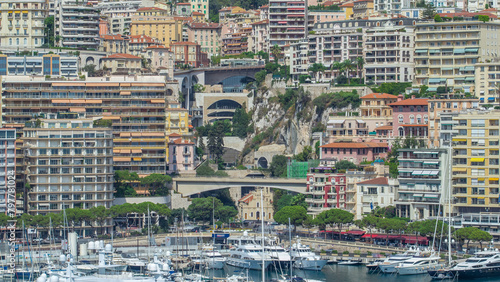 Monaco church Sainte Devote bridge principality mountain city state timelapse. photo