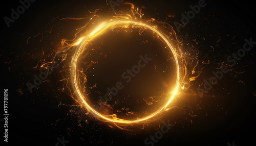 dynamic golden energy circle on a black background for vibrant designs