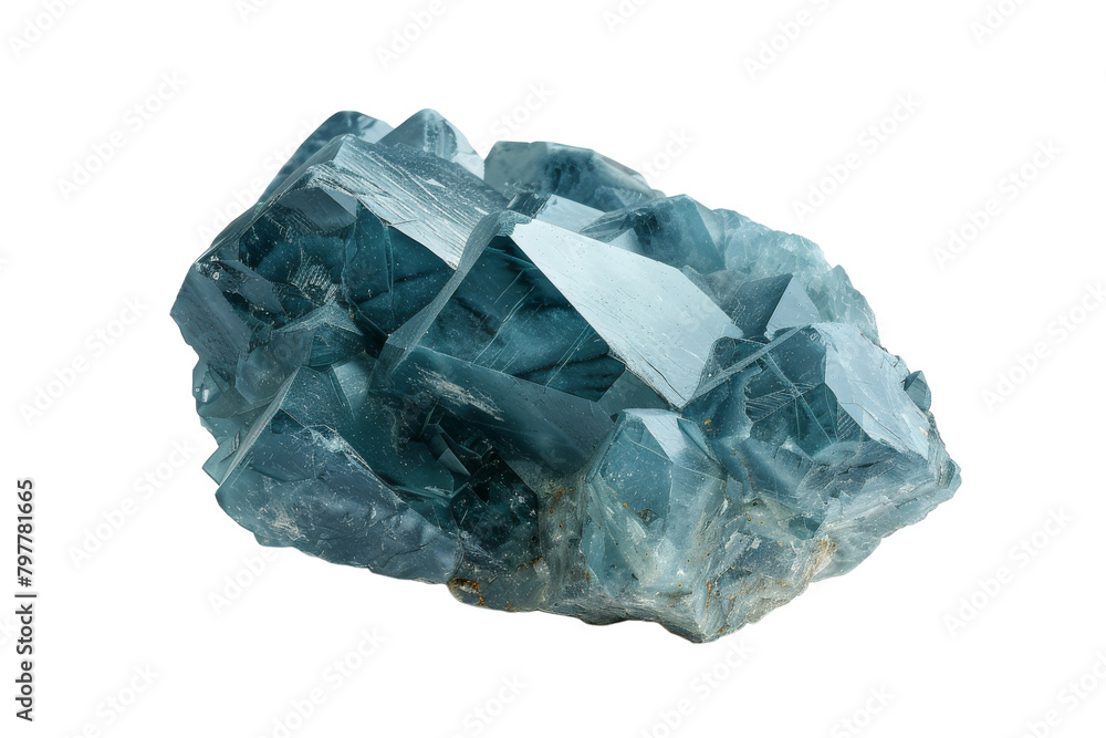 A rock covered in an abundance of shimmering blue crystals glistening under the sun