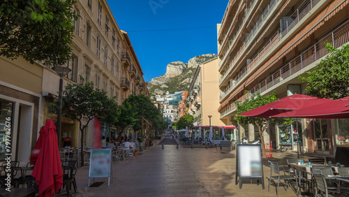 Beautiful old architecture style of residential buildings in the old city center timelapse hyperlapse in Monte Carlo in Monaco
