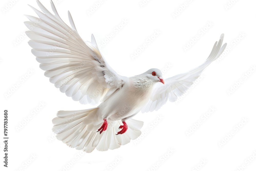 Fototapeta premium White pigeon animal flying bird.