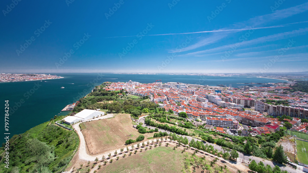 View of Almada city near Lisbon - Portugal timelapse