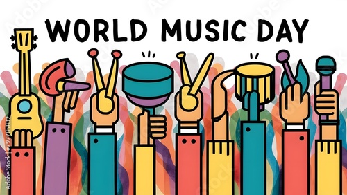 World Music Day poster with some musical instrument