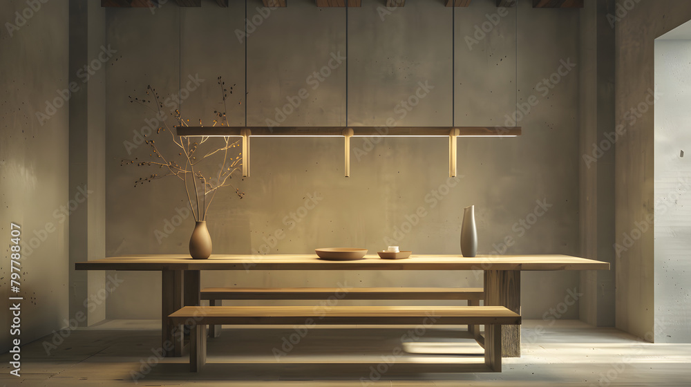 Obraz premium Minimalist Dining Elegance: Modern Dining Room