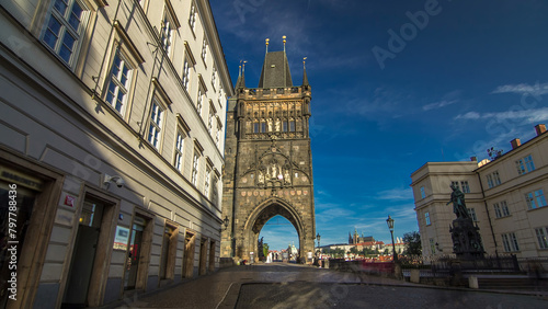 Old Town Bridge Tower of the Charles Bridge timelapse hyperlapse - one of the most beautiful Gothic constructions in world. photo