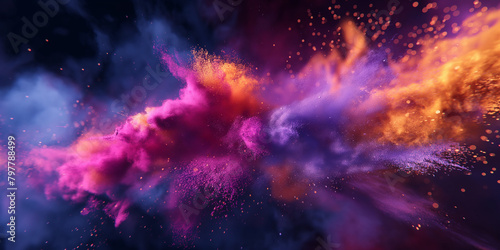 Digitale Holicolor Farbexplosion in allen Farben, sehr schöner Hintergrund für Drucksachen, ai generativ photo
