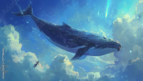 The blue whales among of the star ocean