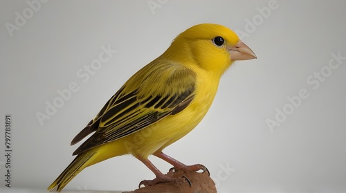 Pet store advertisements, birdwatching guides, ornithology illustrations,Yellow Canary (Serinus Canaria) Isolated on White photo