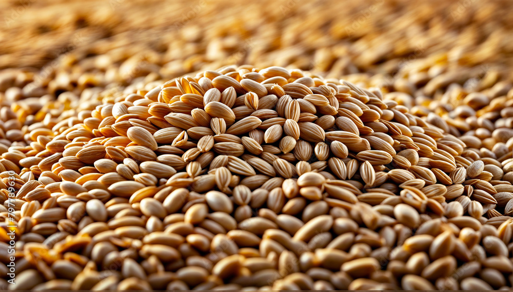 Obraz premium Barley malt close-up. Generative AI