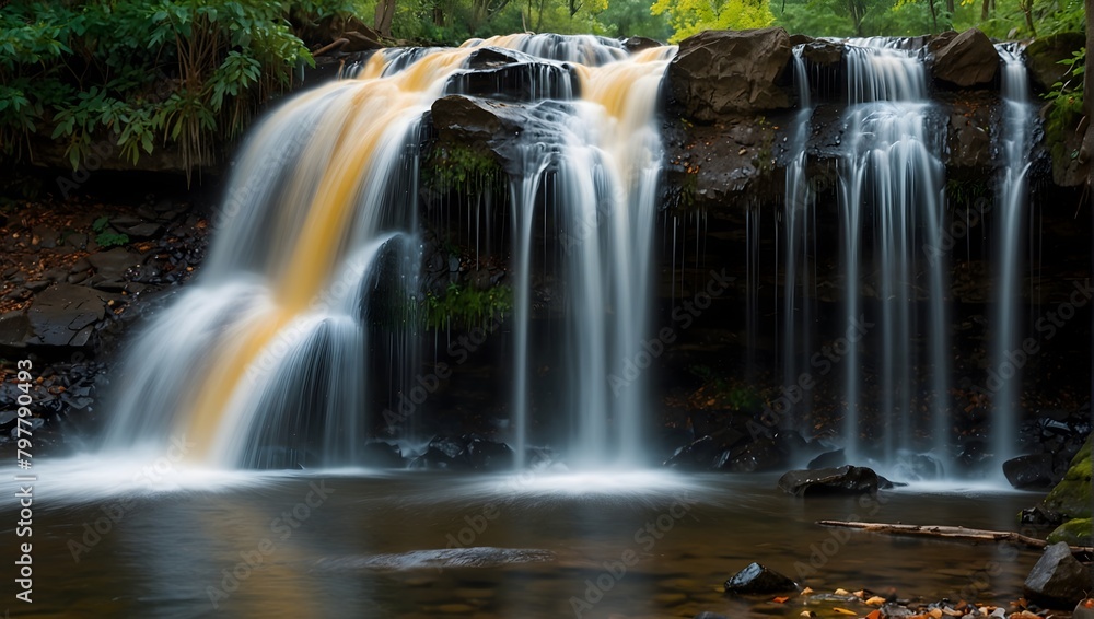 A waterfall transforming into a cascading tapestry of colors, each drop a stroke of brilliance ai_generated