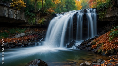 A waterfall transforming into a cascading tapestry of colors, each drop a stroke of brilliance ai_generated