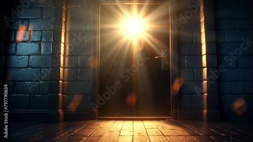 light behind the open door.  photo