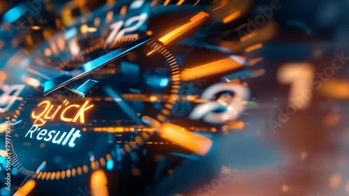 This dynamic image portrays the concept of accelerated time, with glowing dials and the phrase 