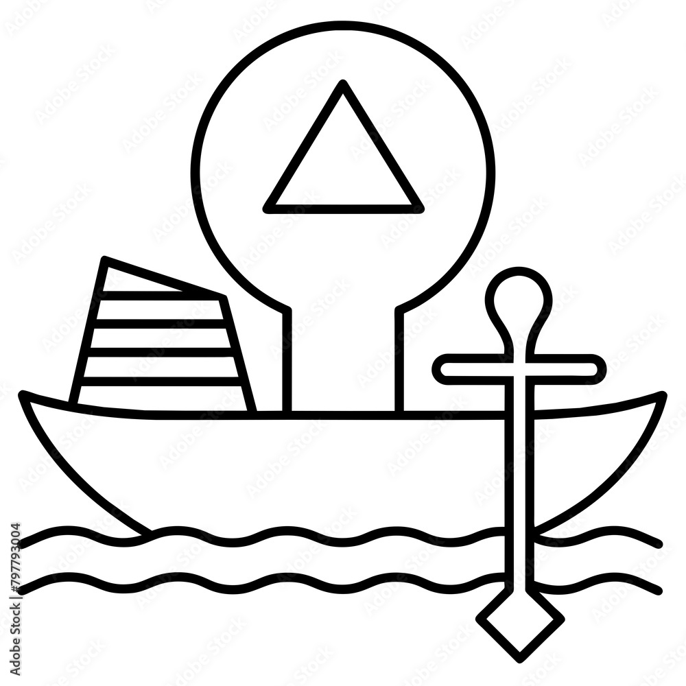 Boat and anchor ankh symbol with ra boat crossing the nile - vector design - vector art - premium vector - latest vector design and illustration Boat and anchor ankh symbol with ra boat crossing the nile - vector design - vector art - premium vector - latest vector design and illustration