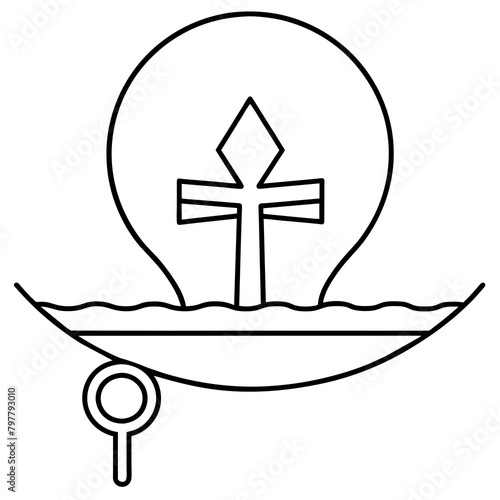 Simple ankh symbol with ra boat crossing the nile - vector design - vector art - premium vector - latest vector design and illustration