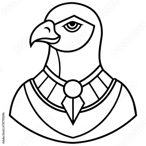 T-shirt Design Vector black and cartoon character horus falcon head with necklace - vector design - vector art - premium vector - latest vector design and illustration