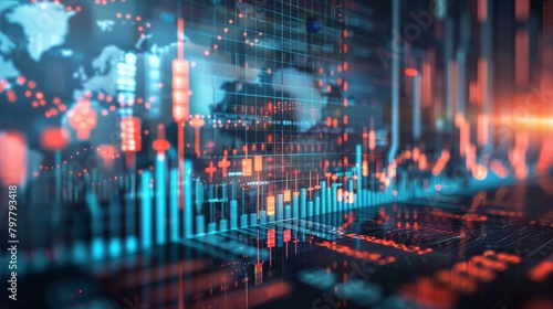 Craft a visually compelling scene illustrating the interconnectedness of global finance