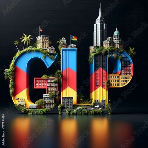 Glp bold letter with guadeloupe flag photo