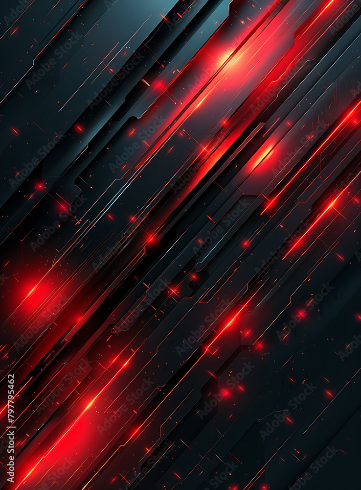 Red metallic abstract black cyber geometric lines Red metallic abstract black cyber geometric lines