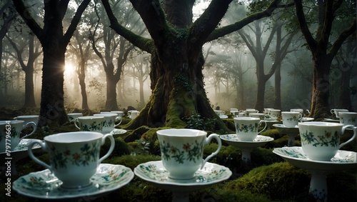 A world where teacups grow legs and waltz through enchanted forests ai_generated #797796634