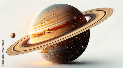  Planet Saturn isolated on white background