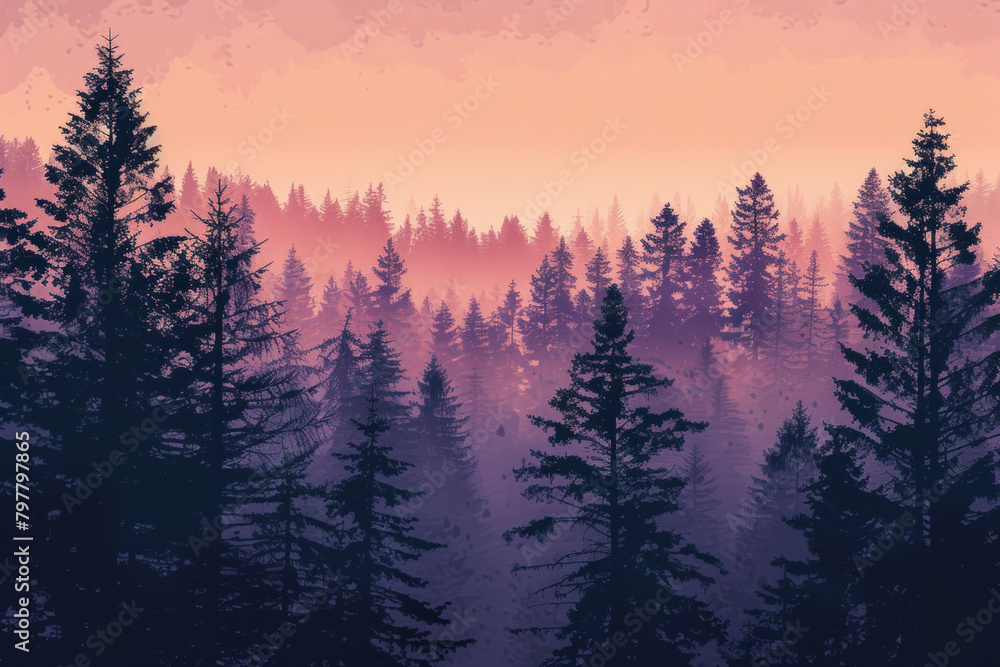 Silhouette texture of a forest against a sunset or sunrise backdrop, featuring tree outlines and atmospheric gradients. Silhouette texture of a forest against a sunset or sunrise backdrop, featuring tree outlines and atmospheric gradients.