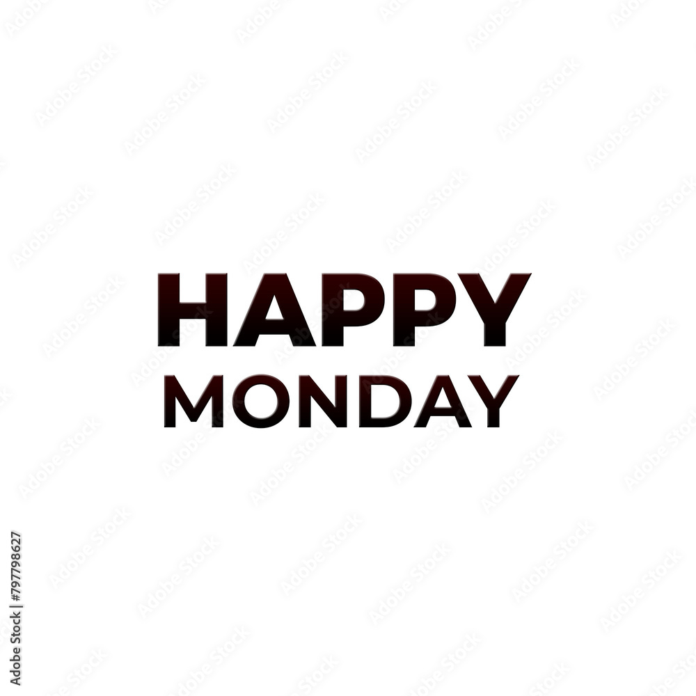 happy monday text illustration in white background