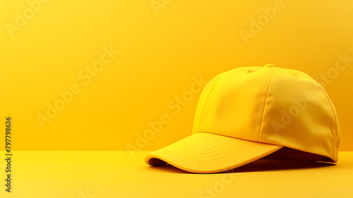 Yellow baseball cap on yellow background