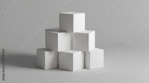 Stone cubes abstract on black text space  cube construction with blocks  over white background
