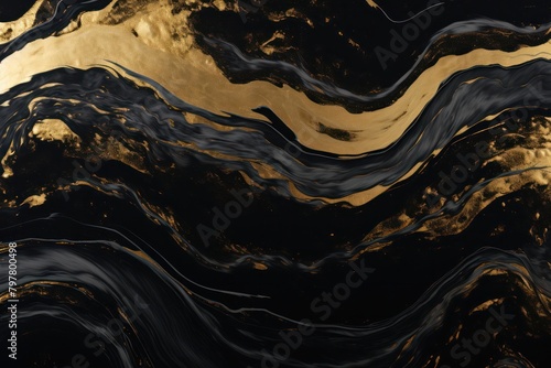 a black mirrored marble with gold swirls
