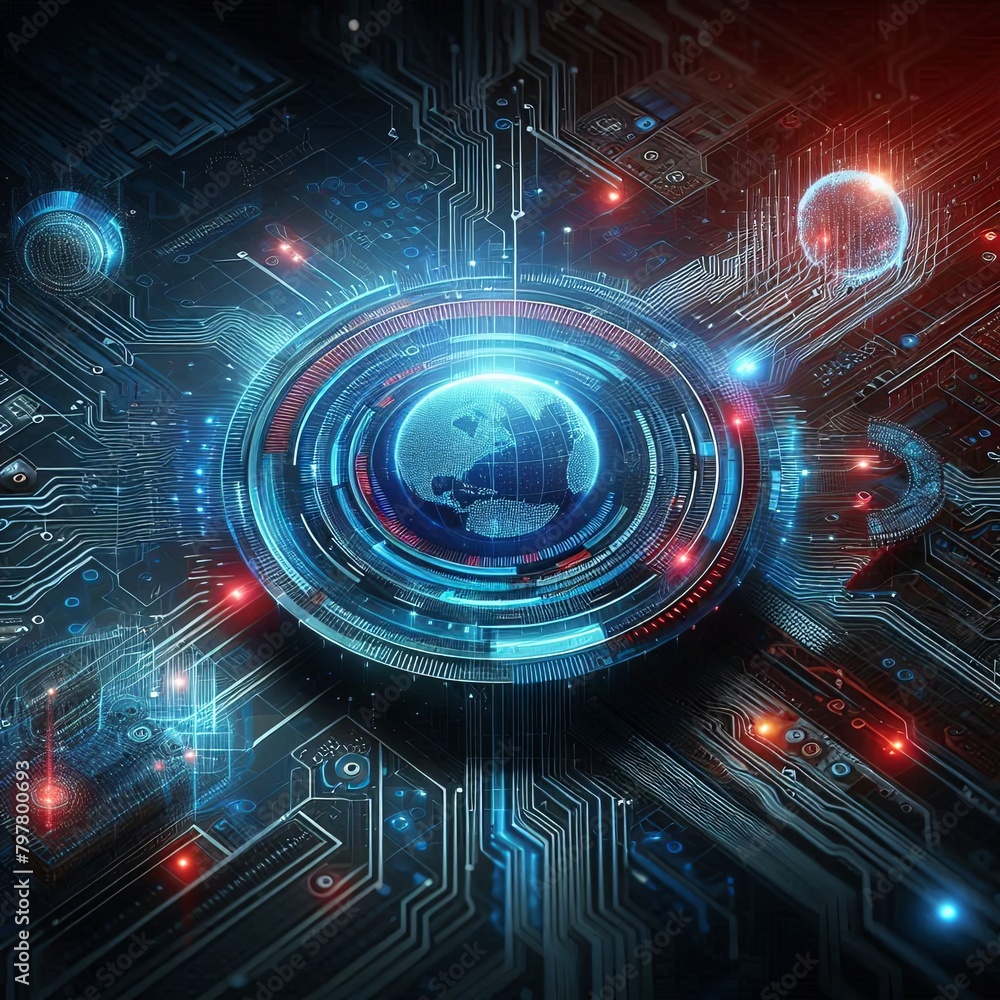 Obraz premium Cyber Security Matrix: Futuristic Hologram and Data Technology