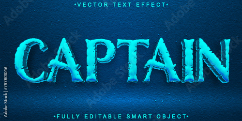 Blue Viking Captain Vector Fully Editable Smart Object Text Effect © HUMA