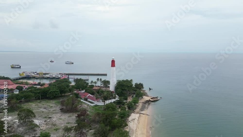 aerial videw of lighthouse on the island of island