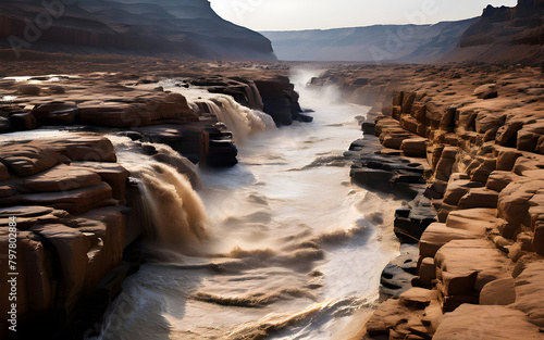A dramatic canyon carved by the relentless force of rushing water over millennia.
 photo