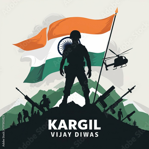 Kargil Vijay, Kargil Vijay Diwas, Kargil Vijay Diwas Poster, Commemoration Day. 26th July, 
Happy Kargil Vijay divas post, Indian Army, illustration, Kargil Vijay poster, post, amar jawan. poster,  photo