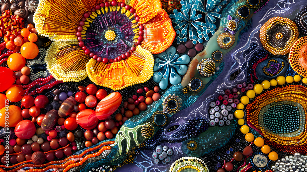 Diverse beads of glass merge to shape a vivid and detailed tapestry. Diverse beads of glass merge to shape a vivid and detailed tapestry.