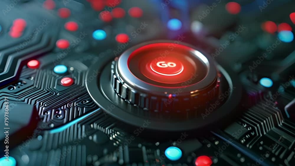 Go button animation. realistic. Technology, digital, hi-tech style ...