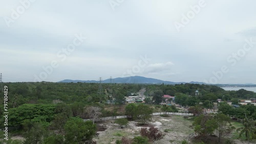 aerial footage of panorama of the river