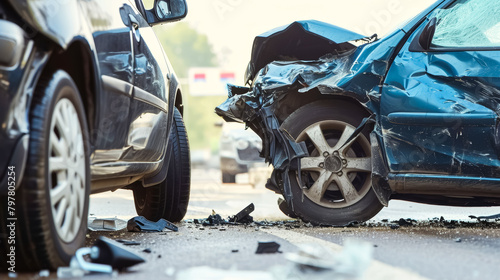 cars crash, road accident, a collision between two cars on a highway