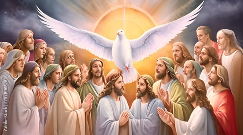 Pentecost Descent of the Holy Spirit on Apostles - A Watercolor Footage photo