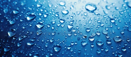 abstract water drops on blue background