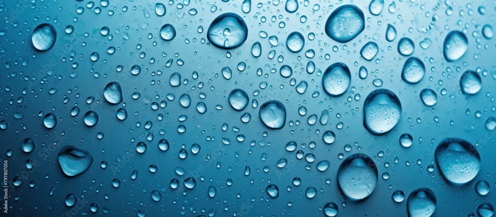 abstract water drops on blue background