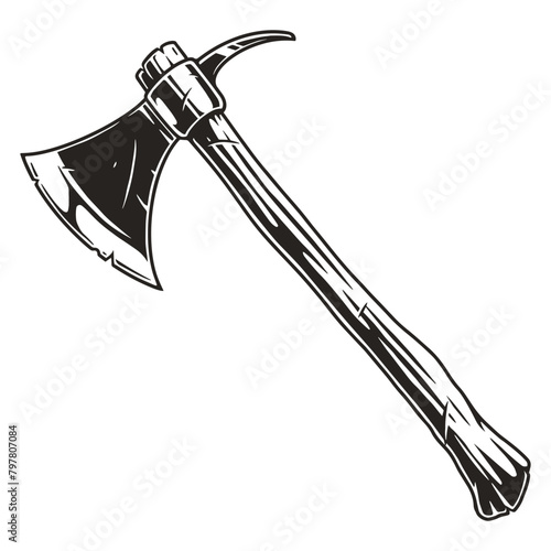 Sharp axe vintage sticker monochrome