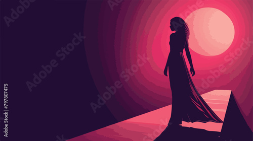 Female sleepwalker on color background Vector illustration