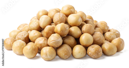 pile of macadamia nuts isolated on transparent background