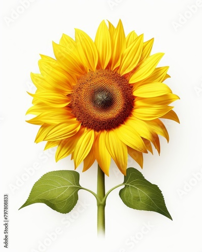 A photo of a sunflower with a white background.