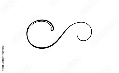 Swirl ornament stroke. Ornamental curls.