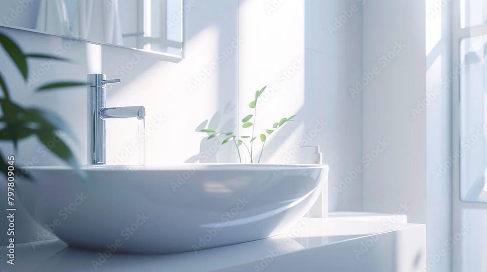 Modern White Sink in Soft Light on White Background
Modern White Sink in Soft Light on White Background