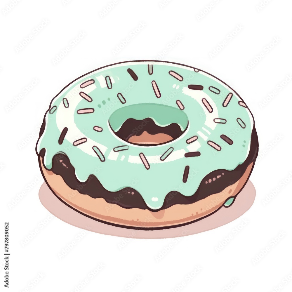 A mint chocolate donut confectionery dessert sweets A mint chocolate donut confectionery dessert sweets